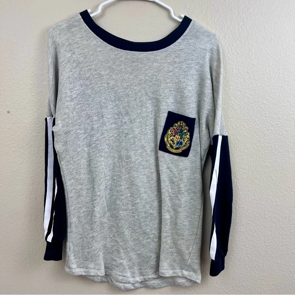 Harry Potter Hogwarts Gray and Blue Long Sleeve Shirt Universal Studios Unisex S - Picture 3 of 4